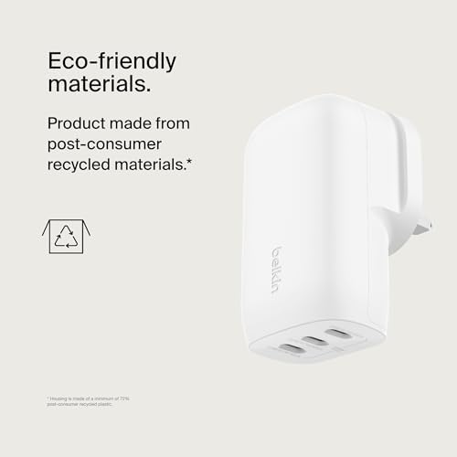 Belkin BoostCharge 3-Port USB-C Wall Charger with PPS 67W, USB-C PD 3.1 Enabled Fast Charging iPhone Charger for iPhone 16 Series, MacBook Pro, AirPods, Galaxy, and Other PD Enabled Devices - White - Image 8
