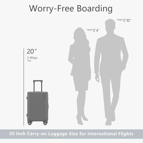 Ruausine Cabin Size Carry on Suitcase with 4 Wheels, 20 Inch Carry on Luggage with Spinner Wheels, Hard Shell Small Rolling Carry-on Suitcae with TSA Approved for Travel (Black, 20 inch) - Image 2