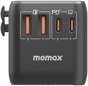 MOMAX Universal Travel Adapter,100W Fast GaN International Power Adapter, 2PD USB-C+2QC USB-A Travel Plug Adapter, US/UK/EU/AU Universal Charger for Laptops, Tablets, Phones Vision Pro 1-World - Image 12