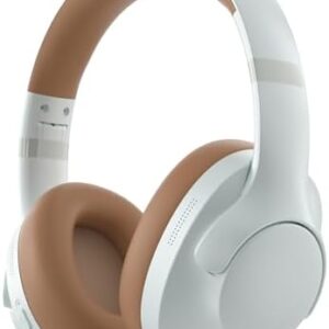 Active Noise Cancelling Headphones with Microphone - 100H Playtime, Wireless Headphones Bluetooth with Deep Bass, Foldable Comfort Over Ear Headphone Wireless for Travel, Work, Commute, Brown