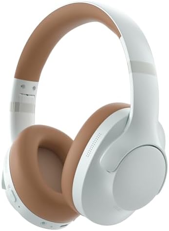 Active Noise Cancelling Headphones with Microphone - 100H Playtime, Wireless Headphones Bluetooth with Deep Bass, Foldable Comfort Over Ear Headphone Wireless for Travel, Work, Commute, Brown