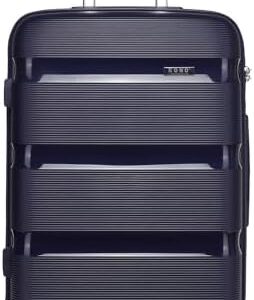 Kono 55x40x21cm Cabin Hand Luggage Hard Shell Travel Trolley 4 Spinner Wheels Lightweight Polypropylene Carry On Suitcase with TSA Lock 40L (Navy)
