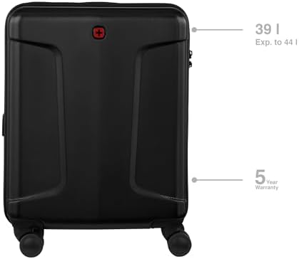 WENGER Legacy Carry-On Hardside Case, Hand Luggage, Trolley, 39 (44) l, Women Men, Business Travel Holiday, Black, 610865 - Image 3