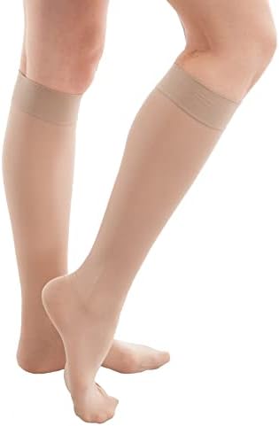 GABRIALLA Knee High Sheer Compression Socks for Women - 15-20 mmHg Graduated Compression Stockings for Varicose Vein, Swelling, Edema & Circulation - Medical Closed Toe Sheer Socks
