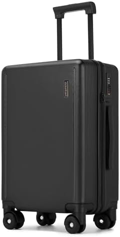 Ruausine Cabin Size Carry on Suitcase with 4 Wheels, 20 Inch Carry on Luggage with Spinner Wheels, Hard Shell Small Rolling Carry-on Suitcae with TSA Approved for Travel (Black, 20 inch)