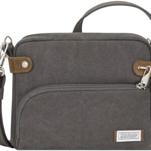 Travelon Unisex's Anti-Theft Heritage Crossbody Bag Travel Totes, Pewter, 9.75 x 7.75 x 2.5