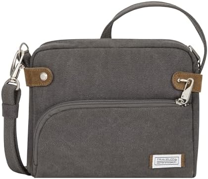 Travelon Unisex's Anti-Theft Heritage Crossbody Bag Travel Totes, Pewter, 9.75 x 7.75 x 2.5