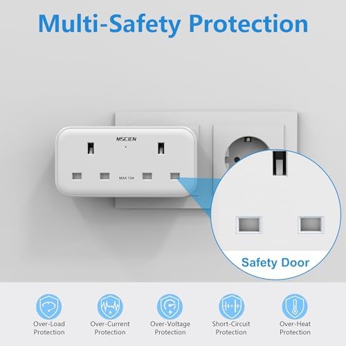 UK to European Plug Adapter with 3 USB, 2 Way Plug Extension with Dual 2 Pin Socket at The Bottom, Travel Adapter Plugs UK to Europe EU, Type E/F Plug Adaptor for Germany France Spain Turkey Greece - Image 7