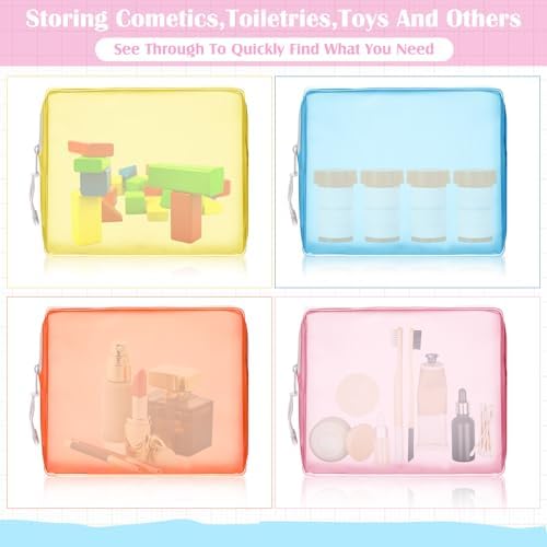 Locmeo 8 Pack Clear Leak-proof Travel Toiletry Bags TSA Approved Frosted Cosmetic Makeup Bags with Zipper for Women Men Travel Organizer Airport Security - Image 4