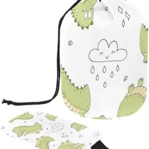 Drawstring Makeup Bag, Barrel Shaped Travel Cosmetic Bag Make up Bags, Foldable Toiletry Organizer Storage Pocket for Women&Girls - Funnt Dinosaurs Baby