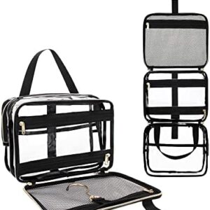 Hanging Toiletry Bag, Clear Travel Toiletry Bag TSA Approved Transparent Cosmetic Bag Waterproof Large Makeup Bag for Men Women, L, Clear Travel Toiletry Bag