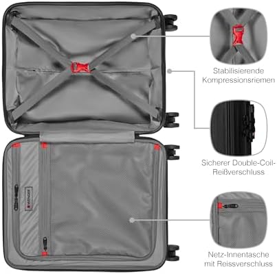 WENGER Legacy Carry-On Hardside Case, Hand Luggage, Trolley, 39 (44) l, Women Men, Business Travel Holiday, Black, 610865 - Image 5