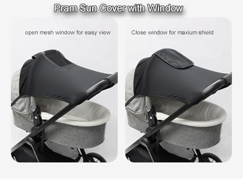 iNszkoos Universal Fit Baby Pushchair Sun Shade Cover Elastic Soft UV Protection Travel Stroller Canopy Foldable Lightweight Pram Sunshade Infant Sun Covers Travel Essentials, Black - Image 4