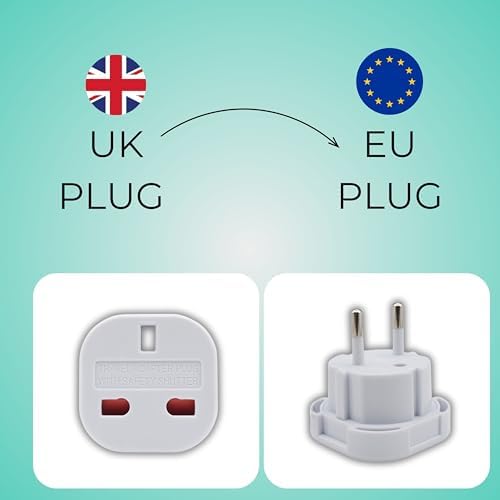 Double Dragon EU Travel Plug Adapter | UK 3 PIN to European 2 PIN Plug Converter Type C, E, F for Spain, France, Italy, Portugal, Germany, Greece, Sweden, Norway, Poland, Denmark, Finland (Pack of 2) - Image 3