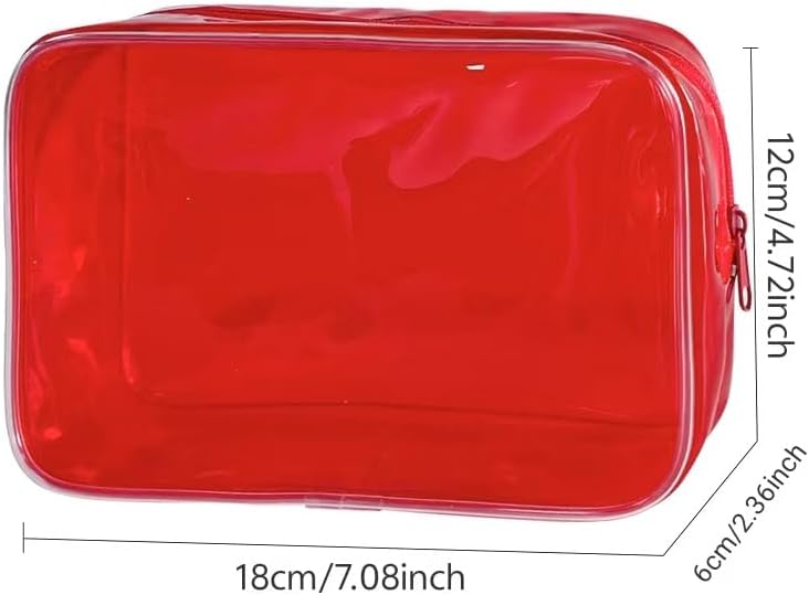 Neon Clear Pouch Small, Clear Makeup Bag, 7"x2.3"x4.7" Size TSA Approved Toiletry Bag, Clear Travel Bags for Toiletries, Clear Cosmetic Bag for Women and Men Small, green, Solid Color and Neon Color - Image 2