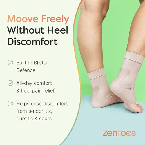 ZenToes Achilles Tendon Heel Protector Compression Padded Sleeve Socks for Bursitis, tendonitis, Tenderness - 1 Pair - Image 3