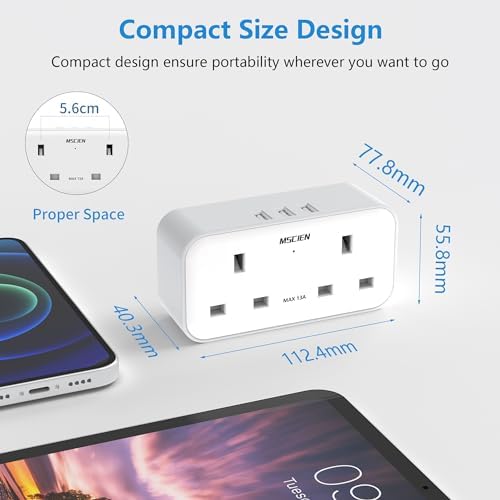 UK to European Plug Adapter with 3 USB, 2 Way Plug Extension with Dual 2 Pin Socket at The Bottom, Travel Adapter Plugs UK to Europe EU, Type E/F Plug Adaptor for Germany France Spain Turkey Greece - Image 6