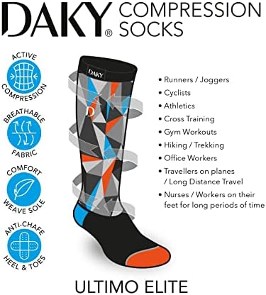 DAKY Compression Socks for Men Women - Athletic, Hiking, Walking, Running, Sports - Travel, Flight, Pregnancy Socks - 3 Pack - Image 3