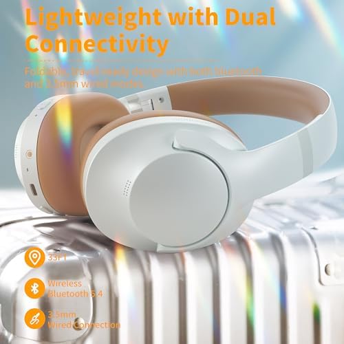 Active Noise Cancelling Headphones with Microphone - 100H Playtime, Wireless Headphones Bluetooth with Deep Bass, Foldable Comfort Over Ear Headphone Wireless for Travel, Work, Commute, Brown - Image 6