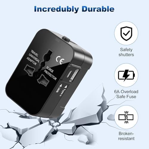 Universal Travel Adapter Worldwide, Travel Plug Adapter Worldwide Travel Charger USB C Travel Adaptor All In One Universal Power Adapter International Travel Adapter UK to Europe EU USA AUS Thailand - Image 6