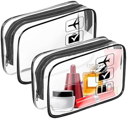 Clear Travel Toiletries Bag, 2 Pcs TSA Approved Toiletry Bag with Zippers Travel Accessories Portable PVC Waterproof Travel Wash Bags Cosmetic Makeup Bags for Family, Women and Men