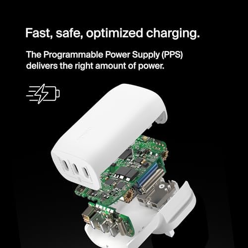 Belkin BoostCharge 3-Port USB-C Wall Charger with PPS 67W, USB-C PD 3.1 Enabled Fast Charging iPhone Charger for iPhone 16 Series, MacBook Pro, AirPods, Galaxy, and Other PD Enabled Devices - White - Image 4