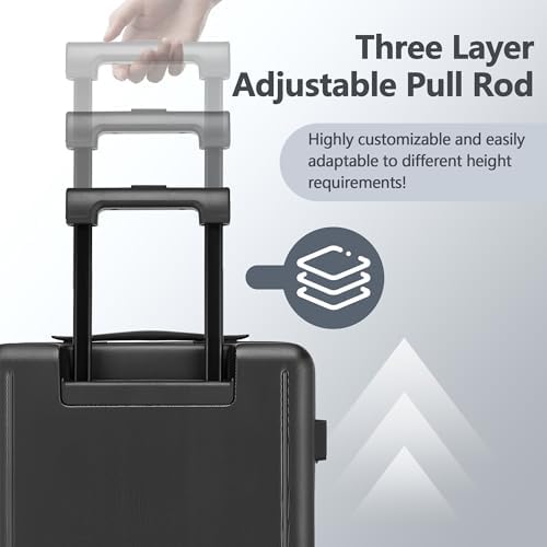 Ruausine Cabin Size Carry on Suitcase with 4 Wheels, 20 Inch Carry on Luggage with Spinner Wheels, Hard Shell Small Rolling Carry-on Suitcae with TSA Approved for Travel (Black, 20 inch) - Image 4