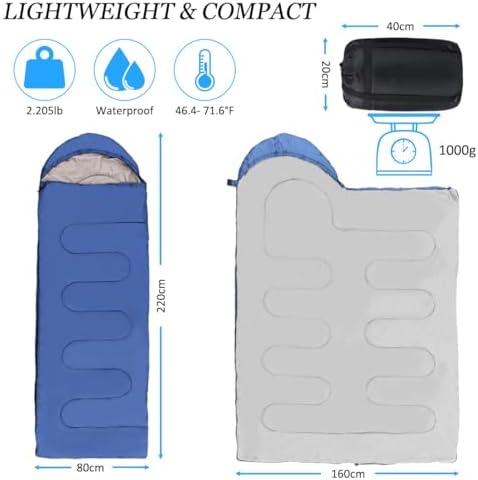 WOVOKA Sleeping Bag for Adults 3-Season - Ultra-Light & Warm, Waterproof Camping Sleeping Bag, Lightweight with Compact Bag for Backpacking, Hiking, Travel - Image 2