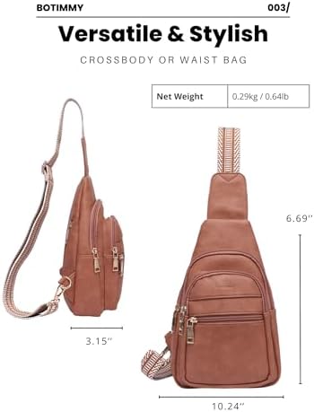 Botimmy Sling Bag for Women Crossbody Purse Vegan Leather Fanny Packs Chest Bag with Adjustable Wide Strap for Travel Anti Theft - Image 5