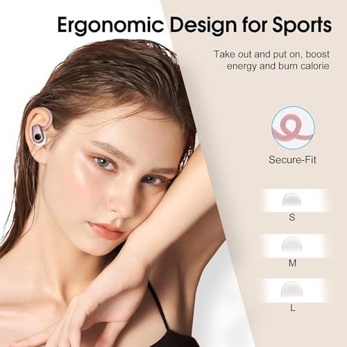 Wireless Earbuds, 2025 Bluetooth 5.4 Headphones Sport with 4 ENC Noise Canceling Mic, 50H Stereo Wireless Earphones with Earhooks, LED USB-C, IP7 Waterproof Bluetooth Earbuds for Gym Running, Rose - Image 7