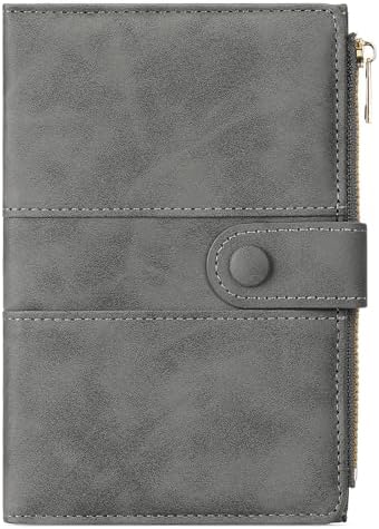 RNIEGA Passport Holder for Travel Rfid Passport Wallet for Women Men with Zipper Pocket Pen Sim Card Holders Slim Travel Accessories, Grey