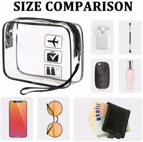 3Pcs Clear Travel Toiletries Bag, TSA Approved Toiletry Bag with Hand Strap, 20 x 20 Clear Plastic Bags for Airport Security, Portable Waterproof Cosmetic Makeup Bags - Travel Accessories - Image 3