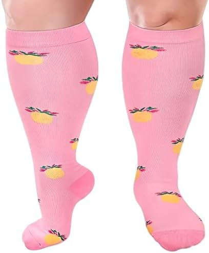 Compression Socks for Women and Men, Wide Calf Compression Socks Knee High Stockings for Flight Travel Running Sport, 3 Pairs - Image 3