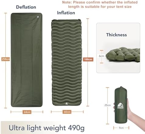 Unigear Ultralight Inflatable Sleeping Pad, Compact Air Camping Mat,Lightweight Camping Mattress for Backpacking, Hiking and Traveling - Image 2