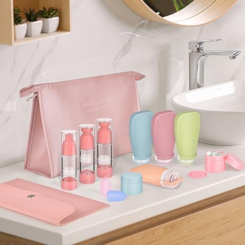 Noideeer 19 Pack Travel Bottles for Toiletries, TSA Approved Refillable Squeezable Leak Proof Silicone Travel Size Toiletries Containers for Shampoo Conditioner Lotion, BPA Free - Image 2