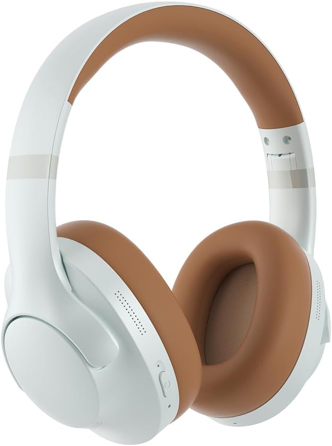 Active Noise Cancelling Headphones with Microphone - 100H Playtime, Wireless Headphones Bluetooth with Deep Bass, Foldable Comfort Over Ear Headphone Wireless for Travel, Work, Commute, Brown - Image 8
