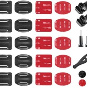 YHTSPORT Helmet Adhesive Mounts Kit Flat and Curved, 26 Pcs Helmet Mounting Accessories for Gopro, 3M Sticky Pads + Adhesive Buckle Mount Screw Accessories for Gopro and Other Action Camera