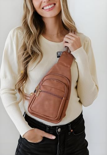 Botimmy Sling Bag for Women Crossbody Purse Vegan Leather Fanny Packs Chest Bag with Adjustable Wide Strap for Travel Anti Theft - Image 2