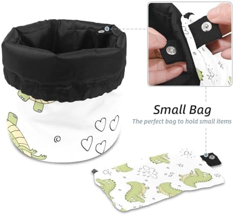 Drawstring Makeup Bag, Barrel Shaped Travel Cosmetic Bag Make up Bags, Foldable Toiletry Organizer Storage Pocket for Women&Girls - Funnt Dinosaurs Baby - Image 4