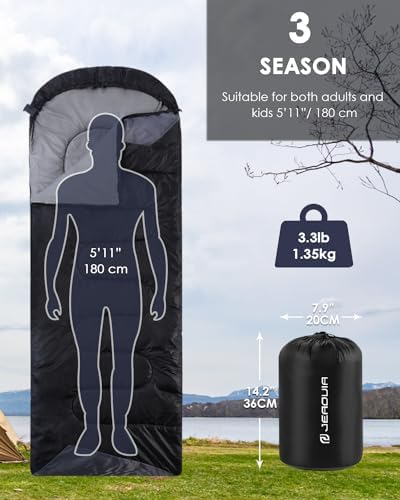 Sleeping Bags for Adults Backpacking Lightweight Waterproof- Cold Weather Sleeping Bag for Girls Boys Mens for Warm Camping Hiking Outdoor Travel Hunting with Compression Bags - Image 2