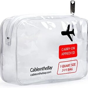 TSA Approved Clear Travel Toiletry Bag | Quart Sized with Zipper | Airport Airline Compliant Bag | Carry-On Luggage Travel Backpack for Liquids/ Bottles| Men's and Women's 3-1-1 Kit | 311 Bag