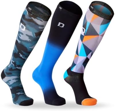 DAKY Compression Socks for Men Women - Athletic, Hiking, Walking, Running, Sports - Travel, Flight, Pregnancy Socks - 3 Pack