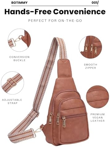 Botimmy Sling Bag for Women Crossbody Purse Vegan Leather Fanny Packs Chest Bag with Adjustable Wide Strap for Travel Anti Theft - Image 4