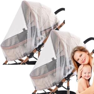 Bexdug Net For Crib - Stroller Mesh Cover | 2X Full Coverage Lightweight Portable Sun Protection For Outdoor Strolling Nursery Crib Car Travel Backpacking Hiking Balcony
