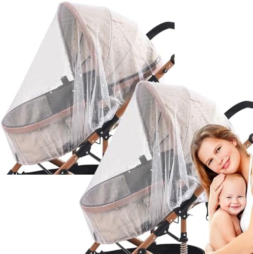 Bexdug Net For Crib - Stroller Mesh Cover | 2X Full Coverage Lightweight Portable Sun Protection For Outdoor Strolling Nursery Crib Car Travel Backpacking Hiking Balcony
