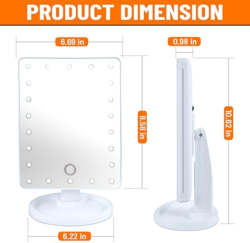 NSA Vanity Cosmetic Makeup mirror lighted Adjustable LED, Dual Power, Touch screen, 180° Rotating, Portable Vanity Cosmetic Mirror - Image 2