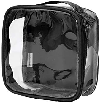 Clear TSA Approved 3-1-1 Travel Toiletry Bag/Transparent See Through Organiser (Black)