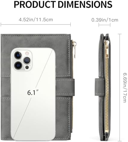 RNIEGA Passport Holder for Travel Rfid Passport Wallet for Women Men with Zipper Pocket Pen Sim Card Holders Slim Travel Accessories, Grey - Image 4