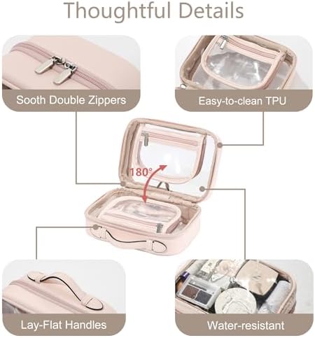 Linpr TSA Approved Toiletry Bag, Pink, S, Simple - Image 3
