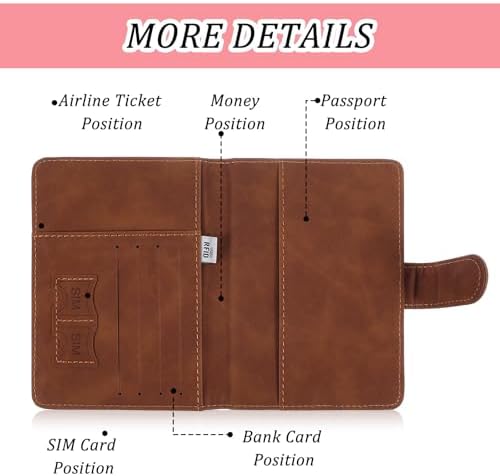 Passport Holder, Waterproof RFID Blocking Passport Holders, PassportS Wallet Cover Case Travel Must Haves Accessories PassportS Book Holders for Women and Men (Pink, Brown) - Image 6